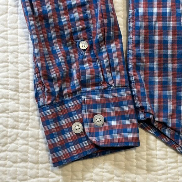 Original Penguin Blue Red Plaid Button Down Heritage Slim Fit Shirt Mens Size S - Picture 6 of 10